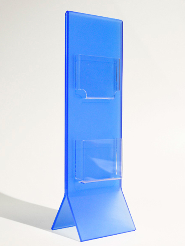 Aufsteller für Warengutscheine, Acrylglas/color satiniert mit Haltern aus Acrylglas/fbls